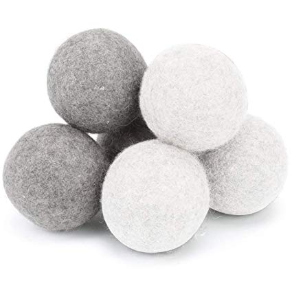 Wool Dryer Balls - Set of 6 - XL - Extra Large - 100% Natural Premium Organic Wool (3 gray + 3 white)