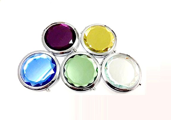 5 Pcs Purse Handbag Double Compact Cosmetic Mirror with Crystal Stainless By Invictus Pub