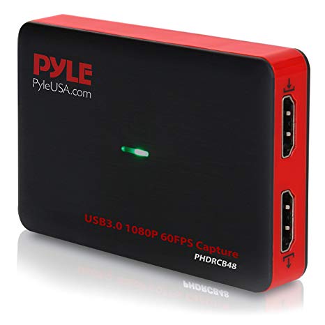 Pyle Video Game Capture Card Device with Video Recorder, HDMI Output, Full HD 1080P Live Streaming, USB, SD, PC, DVD, PS4, PS3, Xbox One, Xbox 360 and Wii