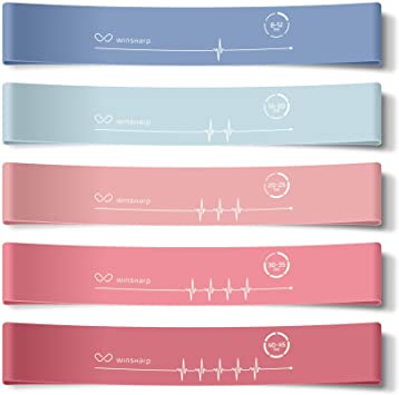 Resistance Bands Loop | Workout Exercise Bands for Legs and Butt   Fitness PDF eBOOK & TRAVEL BAG | Premium Matte Resistance Band Set of 5 Mini Stretch Glute/Booty Bands for Home Workouts, Yoga, Physical Therapy, Physio, Strength Training