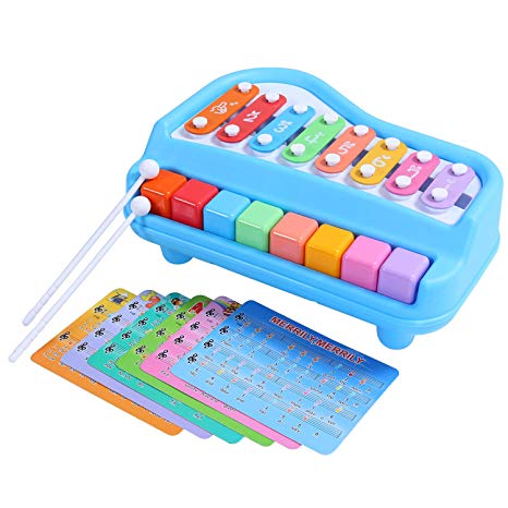 SGILE Musical Baby Toy, 2 in 1 Piano Xylophone with 8 Keys, Colorful Musical Instruments Toy for Girls Boys Baby Toddlers,Blue