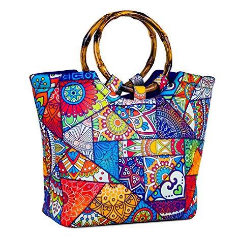 CHAUDER Insulated Neoprene Lunch Bag: Large Lunch Tote Carry Case Box Cooler Container with Zipper, Washable, Reusable, Perfect For Women, Girls, Kids To School, Office, Outdoors Picnic (Kaleidoscope)