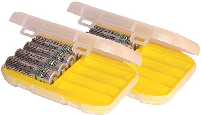 Malamute Rugged AA Battery Organizer - 8 cell AA Hard Shell Storage Case, Traction Feet, Made in the USA (2-Pack Yellow)
