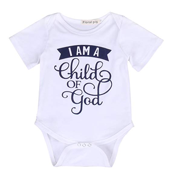 Newborn Baby God loves me Funny Bodysuits Rompers Outfits White