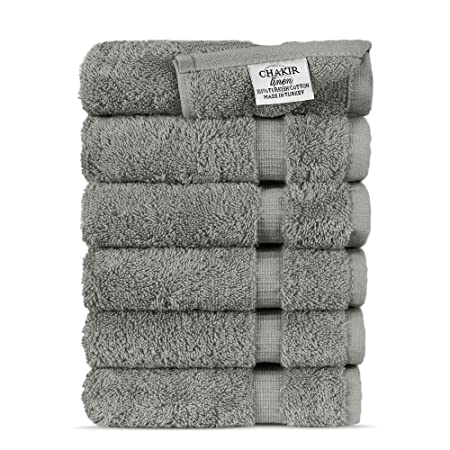 Luxury Spa and Hotel Quality Premium Turkish Cotton Washcloth Towel Set (Gray)
