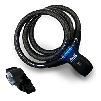 Philonext Bike Lock Cable - 4 Digits Combination Cable Lock with LED Light & Mounting Bracket- Ultimate Protection Braided Steel & Components