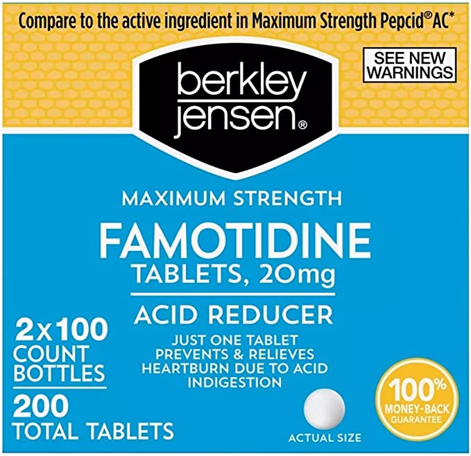 Berkley Jensen Maximum Strength Acid Reducer Famotidine Tablets, 200 Count