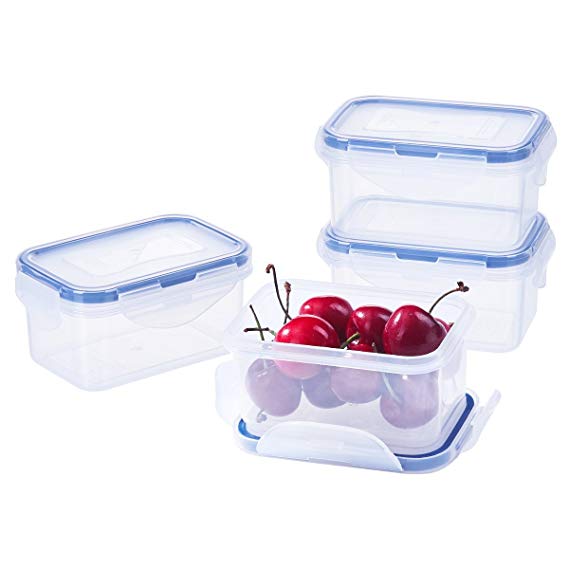 EASYLOCK 4 Pack Food Containers with Lids,Plastic Food Container Set,Small Food Storage Containers,BPA Free Kitchen Set,Baby Food Box,100% Leak-Proof Lunch Box,Microwave Freezer Safe 180 ml / 6.1 oz