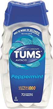 Tums Ultra 1000 Antacid Chewable Tablets Peppermint 72 Ct