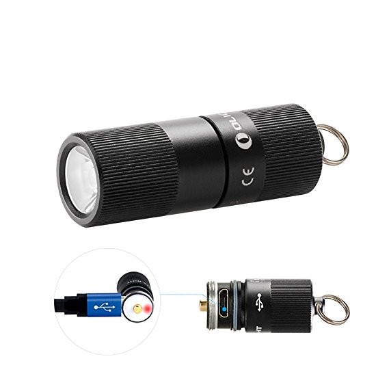 Olight I1R EOS 130 Lumen Tiny Rechargeable LED Keychain Light with Built-in battery and USB cable Father's Day Gift
