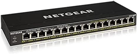 NETGEAR 16 Port PoE Switch (GS316PP) - Gigabit Ethernet Unmanaged PoE Network Switch - PoE Powered Switch with 16 x PoE  @ 183W - Desktop or Wall Mount