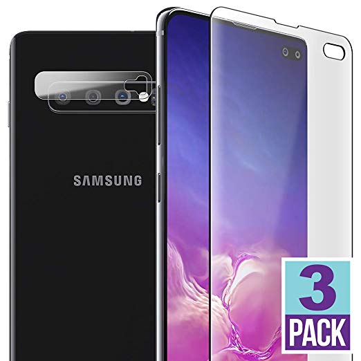 FlexGear Galaxy S10 Plus Screen and Camera Lens Protector [Protective Kit] HD Film, Designed for Galaxy S10  (3-Pack)