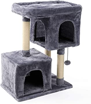 CO-Z XL Cat Furniture Condo Tree with Spacious Top Cat Perch, 2 Big Condo Houses, 3 Reinforced Cat Scratching Posts with Jungle Gym Cat Toy, 100lb Capacity for Multiple Large Indoor Adult Cats