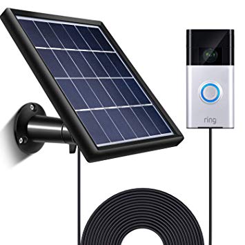 Solar Panel Compatible with Ring Video Doorbell 1, Waterproof Charge Continuously, 3.6 M/12 ft Power Cable, Secure Wall Mount Included (for Doorbell 1)