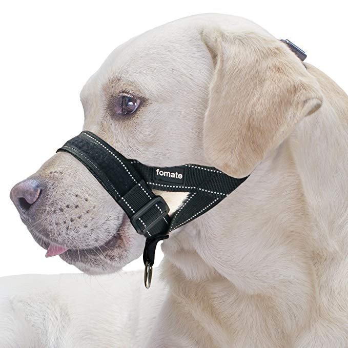 FOMATE Reflective Safety Dog Muzzle Lead with Adjustable Sections, Release Strap, for Small, Medium, and Large Breeds