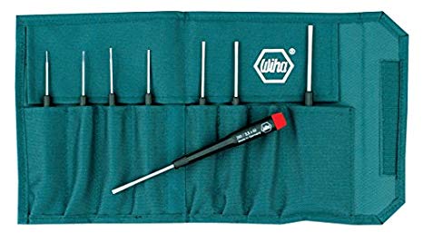 Wiha 26099 Precision Slotted Screwdriver Set in Canvas Pouch, 8 Piece Set