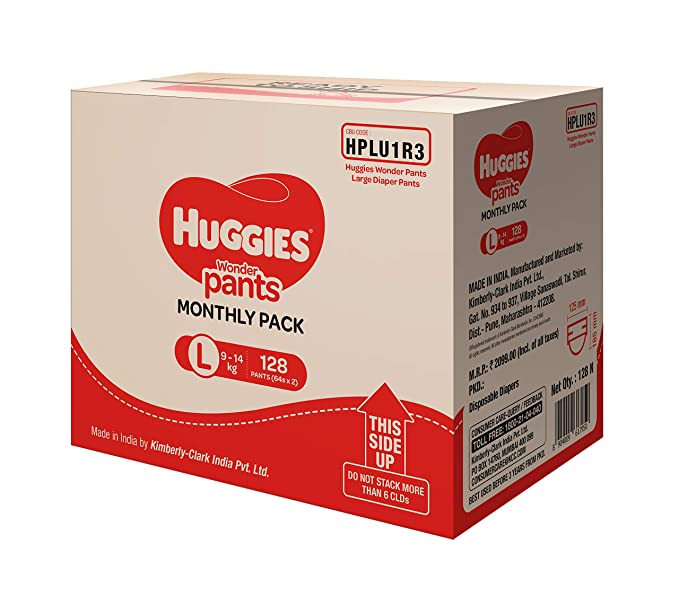 Huggies Wonder Pants, Monthly Box Pack Diapers, Large Size, 128 Count