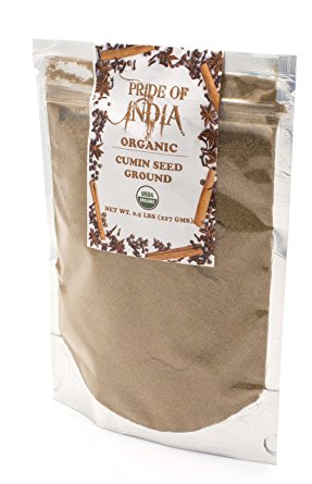 Pride Of India - Organic Indian Spice Packs (Organic Cumin Powder (Half Pound))