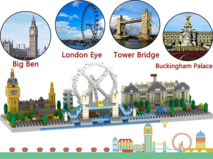 London Skyline Collection Model Architecture Building Block Set 1100pcs Mini Blocks DIY Toys Kit and Present for Kids and Adults