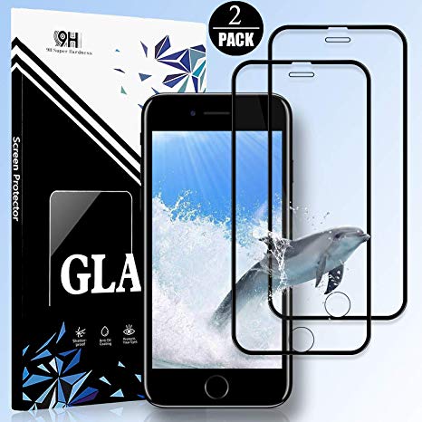EESHELL iPhone 8 Plus/7 Plus/6S P/6 P Screen Protector, [2 Pack] 9H Hardness Premium Full Coverage Tempered Glass, Case Friendly, HD Clarity,Anti-Bubble Film Compatible with iPhone 8P/7P/6SP/6P-Black