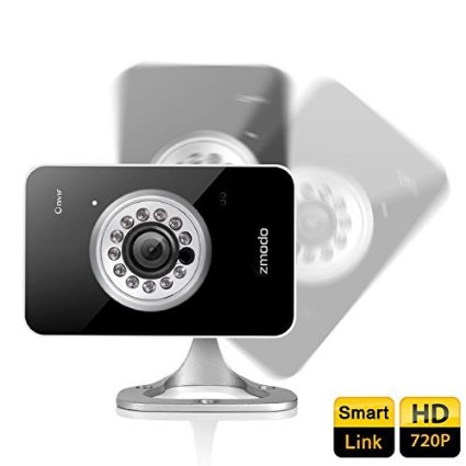 Advanced Smart Link Zmodo IXD1D-WAC H264 720P Mega-Pixel HD Wi-Fi Mini Network IP Camera Baby  Pet Monitor with Two Way Audio and Motion Detection 1280x720 Pixels We-Share Multiple Mobile Viewing Superior Night Vision Push Alerts Micro SD Card Slot - Black