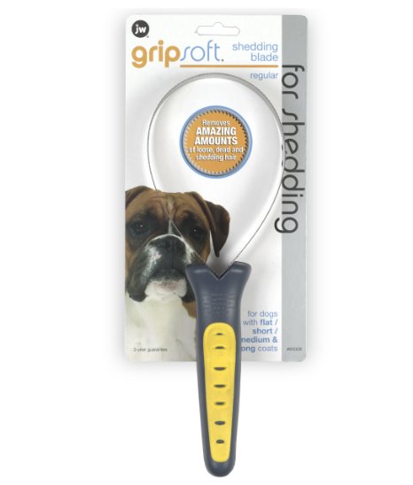 JW Pet Company GripSoft Shedding Blade Dog Brush, Regular