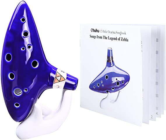 Ohuhu Zelda Ocarina with Song Book (Songs From the Legend of Zelda), 12 Hole Alto C Zelda Ocarinas Play by Link Triforce Gift for Zelda Fans with Display Stand Protective Bag