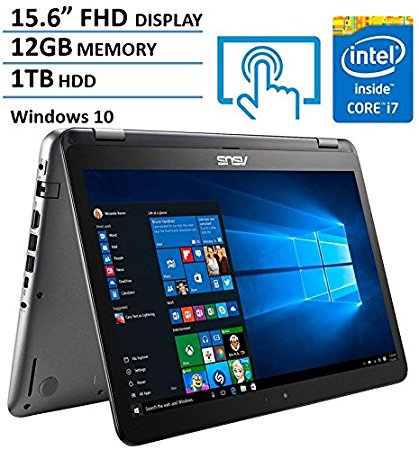 ASUS 15.6-Inch HD Touchscreen Flagship 2-in-1 Laptop Computer (Intel Dual Core i7-6500U 2.50GHz, 12GB DDR4 RAM, 1TB HDD, USB Type C, USB 3.0, HDMI, 802.11ac, Windows 10)