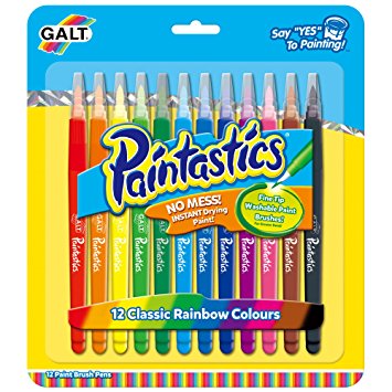Pack Of 12 Classic Colours Fine Tip Washable Paint Brushes