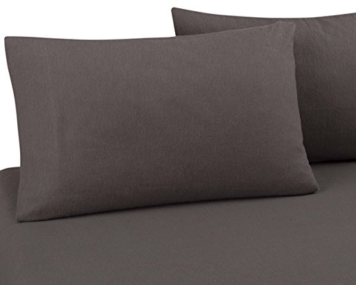 FLANNEL PILLOWCASES by DELANNA, 100% Cotton, Brushed on both sides for added comfort Standard Size 20" x 30" 170 Gsm, Includes 2 Pillowcases (Standard, Grey)