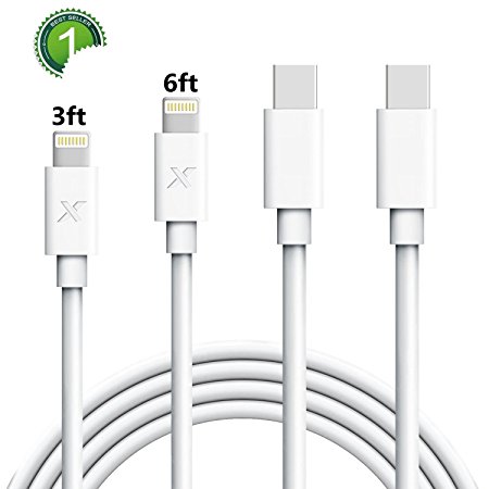 USB-C to Lightning Cable Xcords Type C to Lightning Cable 2Pack 3FT 6FT Fast Charging and Syncing Cord Compatible with Mac iPhone X 8 8PLUS 7 7 plus 6 6s Plus SE 5 iPad Mini Air Pro