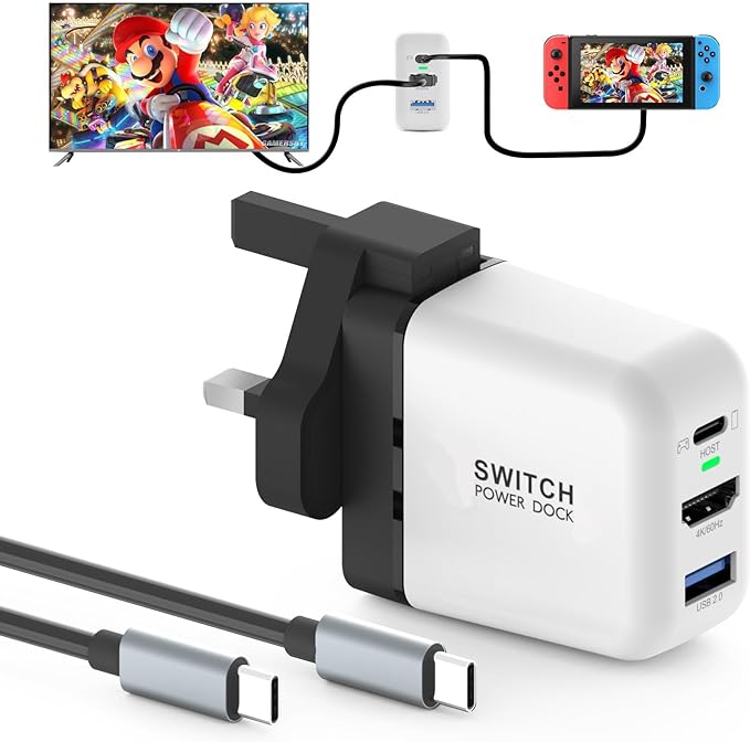PD36W Switch Dock, for Nintendo Switch,Mini Portable TV Docking Station with 4K@60Hz HDMI/USB2.0/PD USB-C Fast Charging Ports, Full-Featured USB-C to USB-C Cable Included