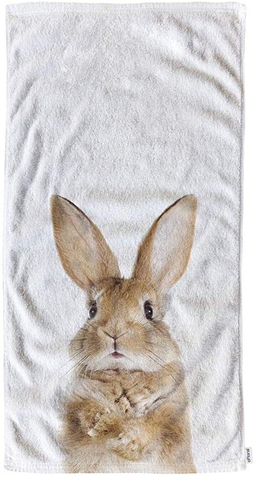 oFloral Rabbit Hand Towels Cotton Washcloths,Cute Rabbit Standing On Its Hind Legs Comfortable Super-Absorbent Soft Towels for Bathroom Beach Kitchen Spa Gym Yoga Face Towel 15X30 Inch