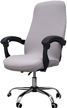 My Decor Office Chair Covers, Removable Cover Stretch Cushion Resilient Fabric Computer Chair/Desk Chair/Boss Chair/Rotating Chair/Executive Chair Cover, Large Size, Grey