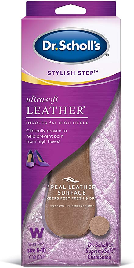 Dr. Scholl's Ultrasoft Leather Insoles for High Heels (Women's 6-10) // Relief of High Heel Pain plus a Real Leather Surface