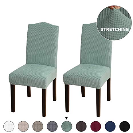 Turquoize Stretch Chair Furniture Protector Covers Jacquard Dining Room Chair Slipcovers Sets Machine Washable Removable Chair Furniture Cover for Dining Room, Hotel, Ceremony Set of 2, Cyan