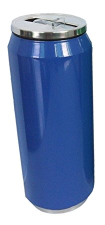 Thermos Can Double Walled Vacuum Insulated 16 Ounce Stainless Bottle with Flip up Straw Blue