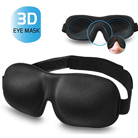 Sleep Mask for Woman & Man, BearMoo 3D Countered Sleeping Eye Mask, Blindfold, Innovative Light Blocking Design Blindfold, Supper Smooth and Light Eye Mask for Traveling - Black