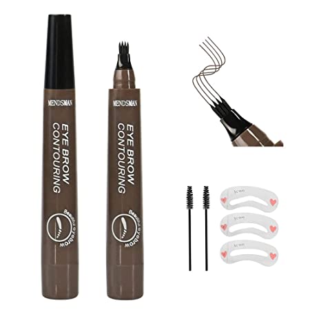 2 Pcs Big Tattoo Eyebrow Pen - Waterproof Microblading Eyebrow Tattoo Pencil with a Micro Fork Tip Applicator Creates Natural Looking Brows Effortlessly and Stays on All Day for Eyes Makeup (04#Grey)