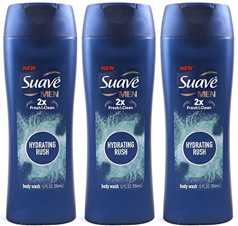 Suave Men Fresh & Clean Body Wash, Hydrating Rush, 12 Oz (Pack of 3)