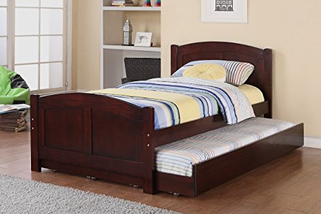 Twin Bed with Trundle in Cherry Wood by Poundex