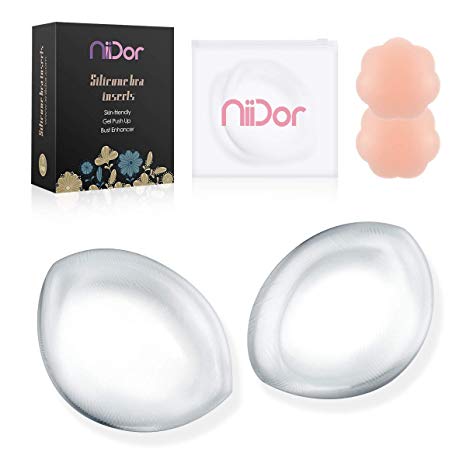 Niidor Silicone Bra Inserts, Clear V-Shaped Breast Enhancers Waterproof Bra Push Up Pads for Bikini Swimsuit