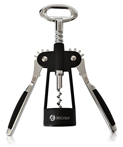 Wing Corkscrew Wine Opener by HiCoup - Premium All-in-one Wine Corkscrew and Bottle Opener With Bonus Wine Stopper in a Deluxe Gift Box Set