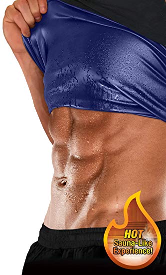 Sweat Shaper Men's Premium Workout Tank Top Slimming Polymer Weight Loss Sauna Vest, Black