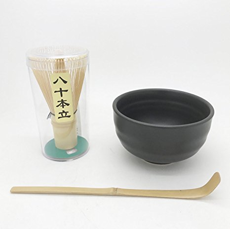Japanese Traditional Green Tea Bamboo Matcha Whisk Scoop and Bowl 3 Piece Gift Set Starter Kit