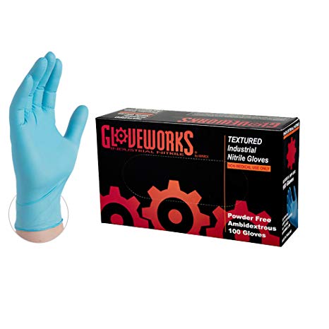 GLOVEWORKS Industrial Blue Nitrile Gloves - 5 mil, Latex Free, Powder Free, Disposable, Small, INPF42100-BX, Box of 100