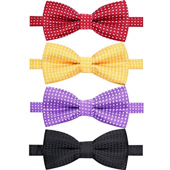 Ausky 4 Packs Adjustable Pre-tied Bow Tie for baby boys Toddler Child Kids in Different style color