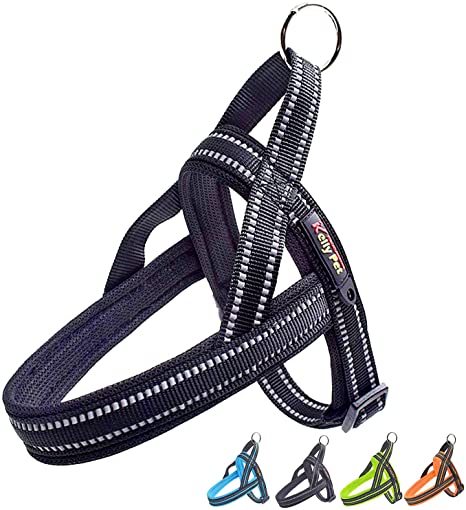 Fas Plus Dog Harness No Pull Easy Padded Pet Harness with Adjustable Botton Front Clip Reflective Puppy Harnesses for Small Medium Large Dogs
