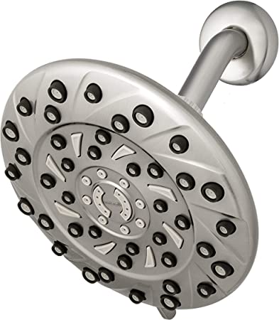 Waterpik 6-Mode RainFall  Rain Shower Head with PowerPulse Massage, Brushed Nickel, XEM-639E