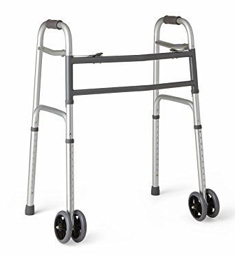 Medline Heavy Duty Bariatric Extra Wide Folding Walker with 5 inch Wheels, Supports up to 500 lbs